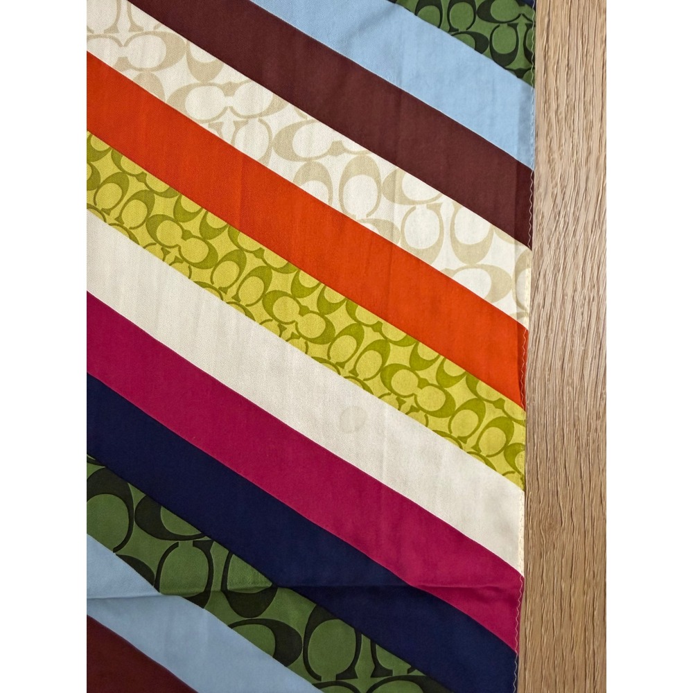 Coach Multi Color Legacy Signature C Logo Silk Oblong Scarf Long striped - Picture 4 of 8